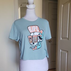 Ripe Girls' Mint Graphic Crop Tee - 'Ripe' Skull Design
